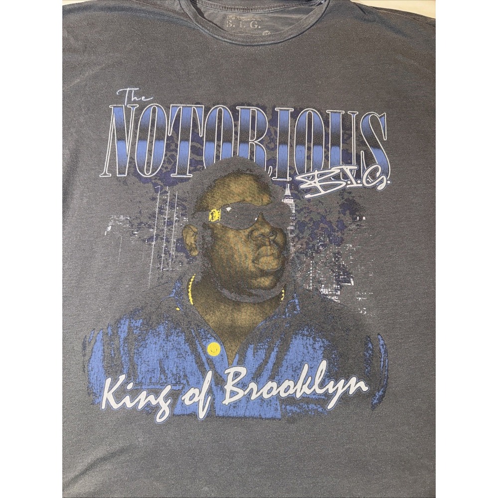 The‎ Notorious B.I.G. King of Brooklyn 2 sided shirt XL Faded Gray Biggie Smalls